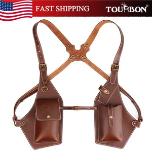 TOURBON Cuero Teléfono Almacenamiento Tirantes Sin Mangas Arnés Chaleco Bolsas Dobles - Imagen 1 de 24