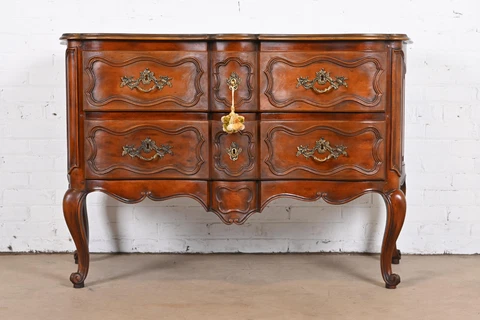 Baker Furniture French Provincial Louis XV Carved Walnut Chest of Drawers Cover
