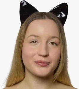 Cat Ears - Black - Leather-like - Deluxe Costume Accessory - Adult Teen - Picture 1 of 1