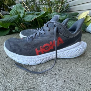 Men's Hoka One One Carbon X 2 Running Shoes Grey Red White - Size 10.5 Sneakers - Picture 1 of 12