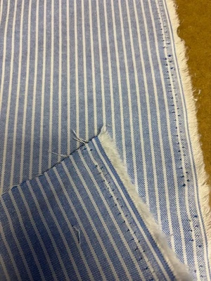 2 Metres Sky Blue Linen & Cotton Striped Fashion Fabric. 58" Wide. END LENGTH - Image 1 of 4