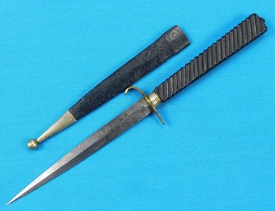 Старинный старый США гражданской войны гравированный маленький кинжал нож с ножнами - Изображение 1 из 4