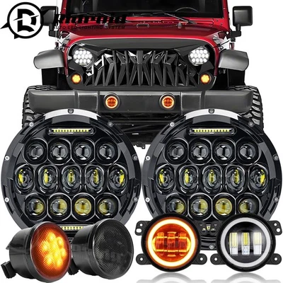 Combo de faros antiniebla LED de 7 pulgadas para Jeep Wrangler JK JKU 2007-2018 Foto 1 de 4