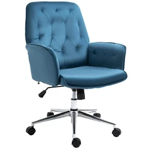 Vinsetto Blue Velvet Fabric Desk Chairs with Adjustable Height and Padded - Picture 1 of 8