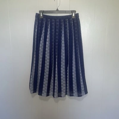 Francesca’s Miami Blue Stripe Lace Layered Midi Skirt Small - Image 1 of 4