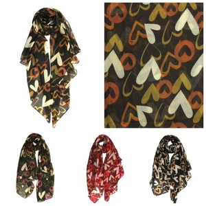 Boutique Ganzjahres Baumwollmischung Damen leichter Herz Muster Druck Schal - Bild 1 von 6