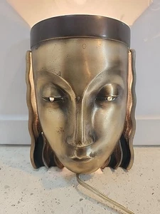 Vintage Art Deco Style Womans Face Wall Sconce Brass Light - Picture 1 of 12