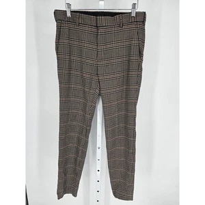 H&M Womens Sz 30 Skinny Fit Dress Pants Black Tan Plaid Houndstooth - Picture 1 of 4