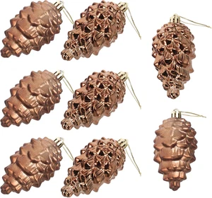 8 Stück Tannenzapfen Deko: Weihnachtsbaumschmuck Hängend 5x9.5cm Braun - Für Wei - Bild 1 von 8