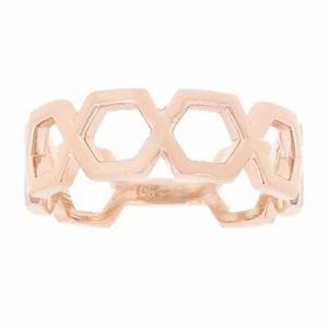 14k Oro Rosa Ancho Hexágono Apilable Anillo 3.3 gramos Tamaño 6.75 - Imagen 1 de 2