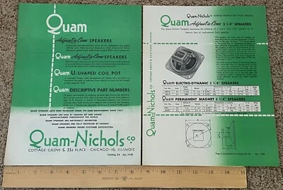 1948 Quam-Nichols Speakers Transformers Dealer Sales Brochure Catalog - Image 1 of 3