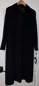 Calvin Klein Black Long Angora Wool Coat Maxi Full Length Overcoat Women's 6 NWT - Picture 1 of 11
