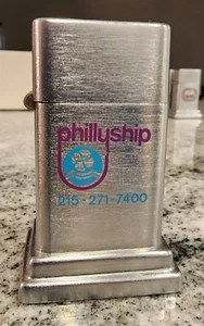 ZIPPO BARCROFT TABLE LIGHTER #4 PHILLYSHIP Blue & Purple Logo Philly - Picture 1 of 4