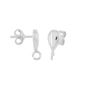 Sterling Silver Teardrop Stud Post Earring Connector #51703 - Picture 1 of 1
