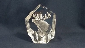 Mats Jonasson 6,5" Stier Elch Elchkopf signiert Briefbeschwerer Skulptur J506 SELTEN - Bild 1 von 6
