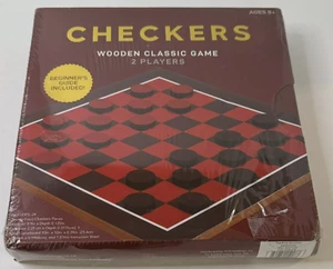 Classic Wooden Checkers Set Games Hub Board & 24 Game Pieces NEW Sealed 2 player - Picture 1 of 1