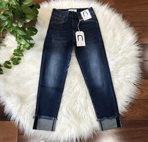 Women’s New🌿Mid Rise 9IN Cutted Jean Size 1 Juniors Nature Denim - Foto 1 di 5