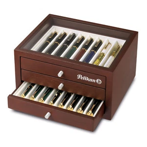 Pelikan - 24 Pen Display Box - Collectors Made Of Wood And Glass 806695 - Picture 1 of 2