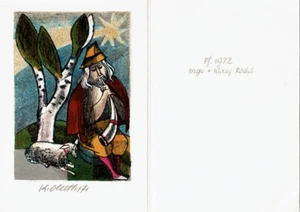 KAREL OBERTHOR: Neujahrsgraphik P. F. 1972 für Inge + Klaus Rödel; Schäfer - Picture 1 of 1