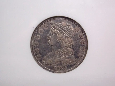 1835 Capped BUST Silver Quarter 25c "B-4" Variety NGC XF45 #012 ECC&C, Inc Cover