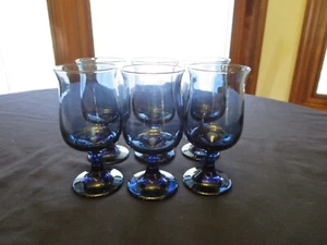 Set of 6 vintage Libbey Tulip Dusky Blue 5 5/8” Wine Glasses - Picture 1 of 5