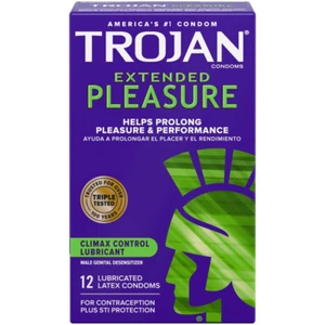 TROJAN EXTENDED PLEASURE Climax Control Extended Pleasure Condoms, 12 Count - Picture 1 of 7