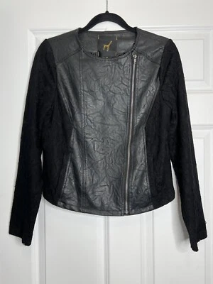 Chaqueta Jack BB Dakota Negra Cremallera Cuero Vegano Manga Encaje Bolsillo Moto Talla Med Foto 1 de 4
