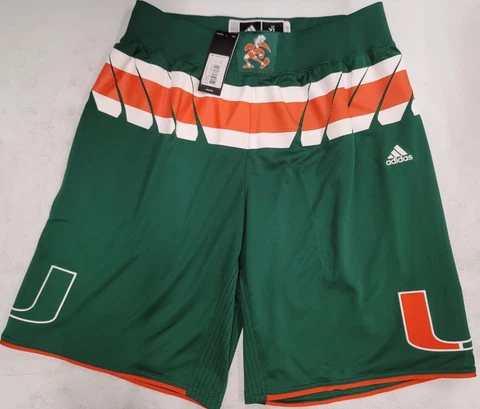 30530 Adidas MIAMI HURRICANES Authentic Team Issued Basketball SHORTS New GREEN Cover
