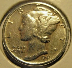 1941 P Mercury Silver Dime, (41PEB1) - Foto 1 di 5