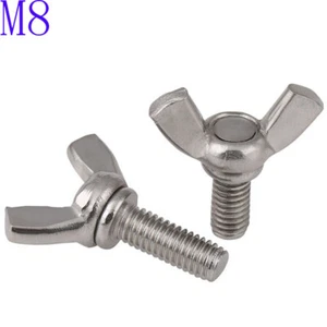 Pernos de ala de acero inoxidable M8 x 1.25 201 tuerca de ala tornillo mariposa DIN 316 - Imagen 1 de 4