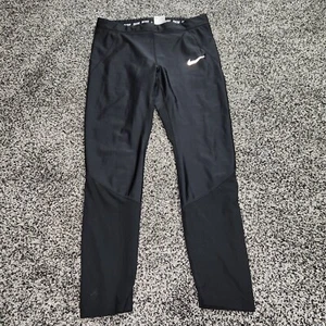 Nike Dri-Fit Leggings Womens Large Pockets,Black Drawstring Mesh Bottom Hi Rise - Picture 1 of 13