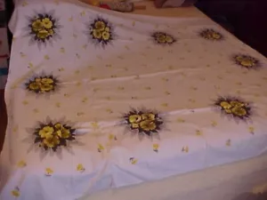Tovaglia stampata vintage con hibicus giallo COSÌ COM'È FRESCA DI TENUTA - Foto 1 di 5