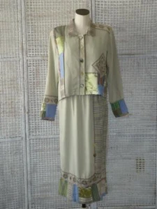 Faith Celia Forrester Art To Wear Vtg Boho Nothing Matches Jacket+Skirt Set~S/M - Picture 1 of 12