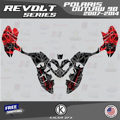 Kit Gráficos para POLARIS OUTLAW 90 (2007-2014) Serie Revolt - Rojo 16-MIL Foto 1 de 4