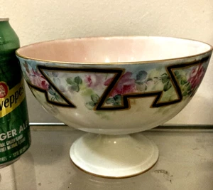 ANTIQUE ROYAL AUSTRIA OE&G PORCELAIN ART COMPOTE - HAND PAINTED ART DECO DESIGN - Picture 1 of 5