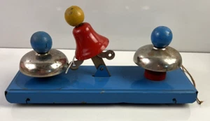 Gong Bell Pull Toy Steel Metal & Wood Vintage Mechanical 11 1/2" x 6" SEE DESCRI - Picture 1 of 8