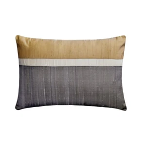 Gold Decorative Lumbar Pillow Cover, 12"x16" Silk Cushion-Plush Gold Silk - Picture 1 of 3