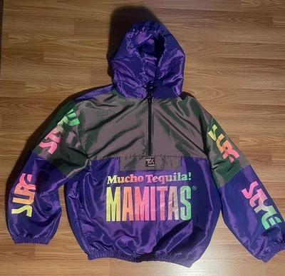 VTG Surf Style Windbreaker Jacket Men XL One Size Iridescent Purple Hood Retro - Image 1 of 4