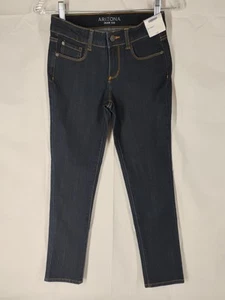 NWT Arizona Jean Co Girls 10 Reg (25x26) Skinny Dark Wash Adjustable Jeans - Picture 1 of 10