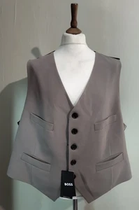 Hugo Boss Holy Allee Weste Schurwollmischung 5 Knöpfe Beige Größe 3XL UK 48 - Bild 1 von 10