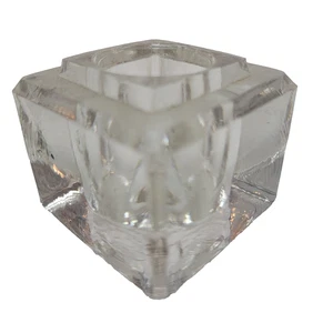 Vintage Antique Clear Heavy Glass Inkwell 2.5" x 2.5" x 2" High and 15.3 oz. - Picture 1 of 9