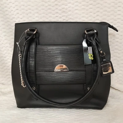 Rosetti Go Faux Leather Handbag with Pouch Clutch 2pc Set Black NEW - Image 1 of 4