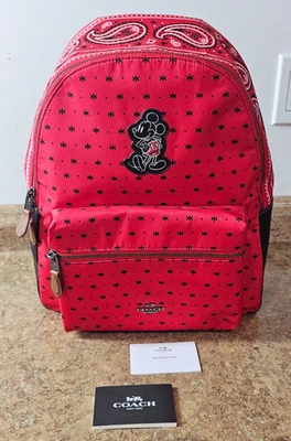 Coach X Disney F59358 Mickey Mouse Nylon Bandana Charlie Backpack New w/ Tags - Image 1 of 4