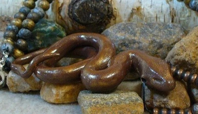 Collar Hecho a Mano Serpiente Madera Pizarra Gris Cuentas 21" Foto 1 de 4