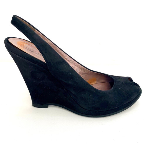 MIU MIU SCARPE NERE CON ZEPPA IN CAMOSCIO E SPILLO SUL RETRO TAGLIA 37