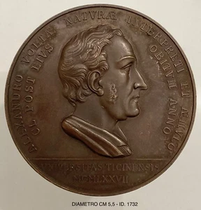 ALESSANDRO VOLTA L'UNIVERSITÀ' DI PAVIA 1972 MEDAGLIA RICORDO IN BRONZO - Picture 1 of 6