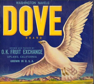 *Original* DOVE Bird of Peace Upland orange Kistenetikett KEINE KOPIE! - Bild 1 von 1