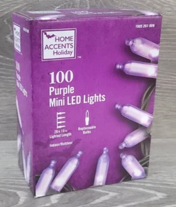 HOME ACCENTS 100 ELEGANT PURPLE MINI LED CHRISTMAS HALLOWEEN LIGHTS 28FT 10IN - Picture 1 of 13