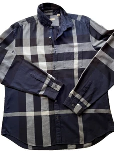 BURBERRY HERREN BUNT BLAU NOVA PRINT BAUMWOLLE HEMD LANGARM BRUSTTASCHE Gr. XL - Bild 1 von 11