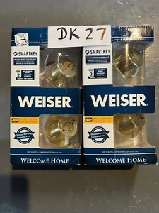 2-Weiser Polished Brass Double Cylinder Deadbolt w/ SmartKey 9Gd93710-032   Dk27 - Picture 1 of 2